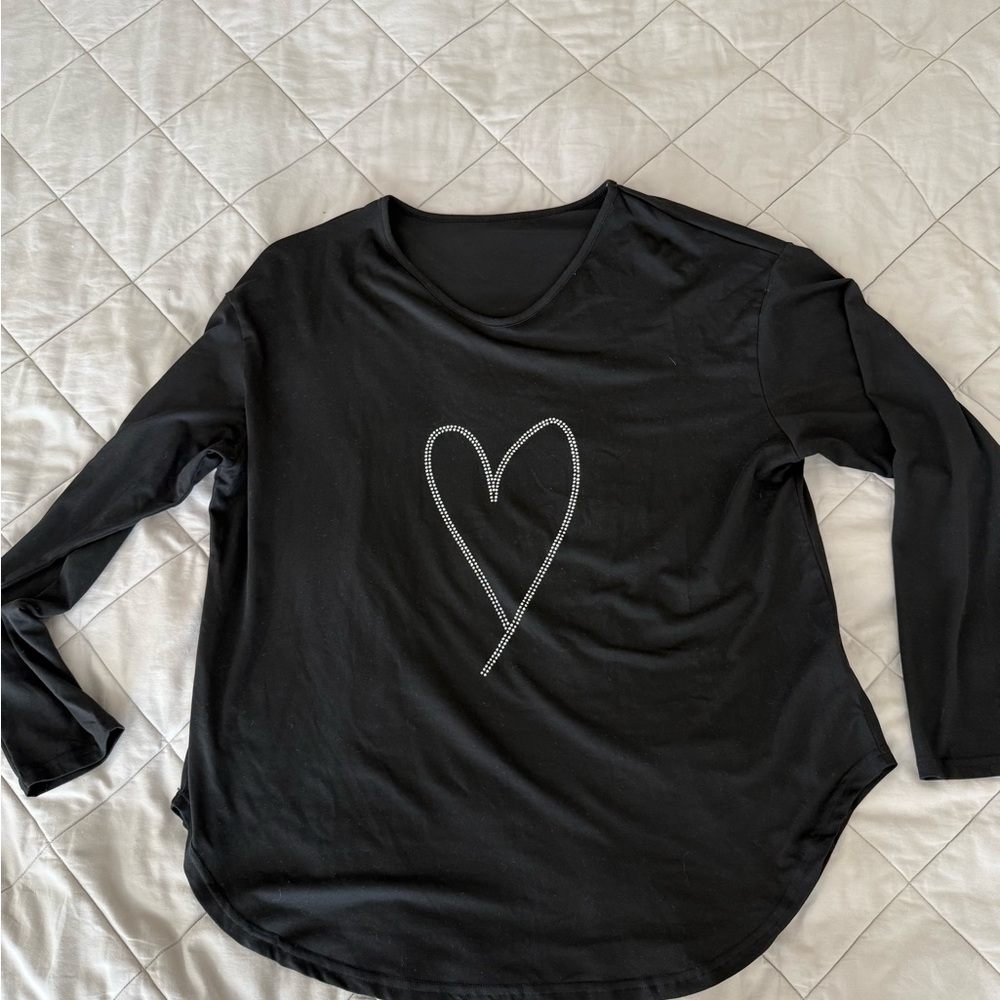Black Heart Embellished Women's Top